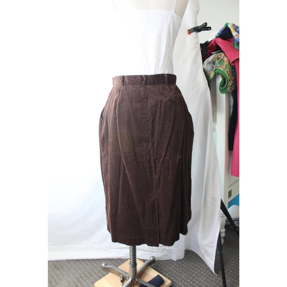 Vintage 70s Brown Corduroy Pencil Skirt - Picture 7 of 11